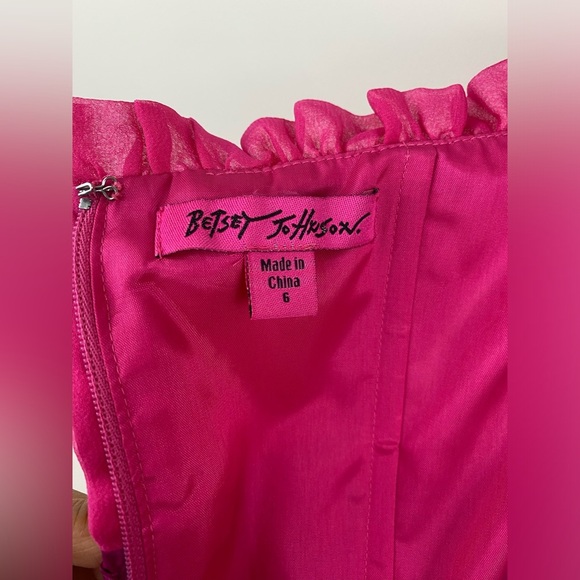 Vintage Betsy Johnson Y2K Strapless Silk Mini Dress Purple Pink Size 6 - Picture 7 of 11
